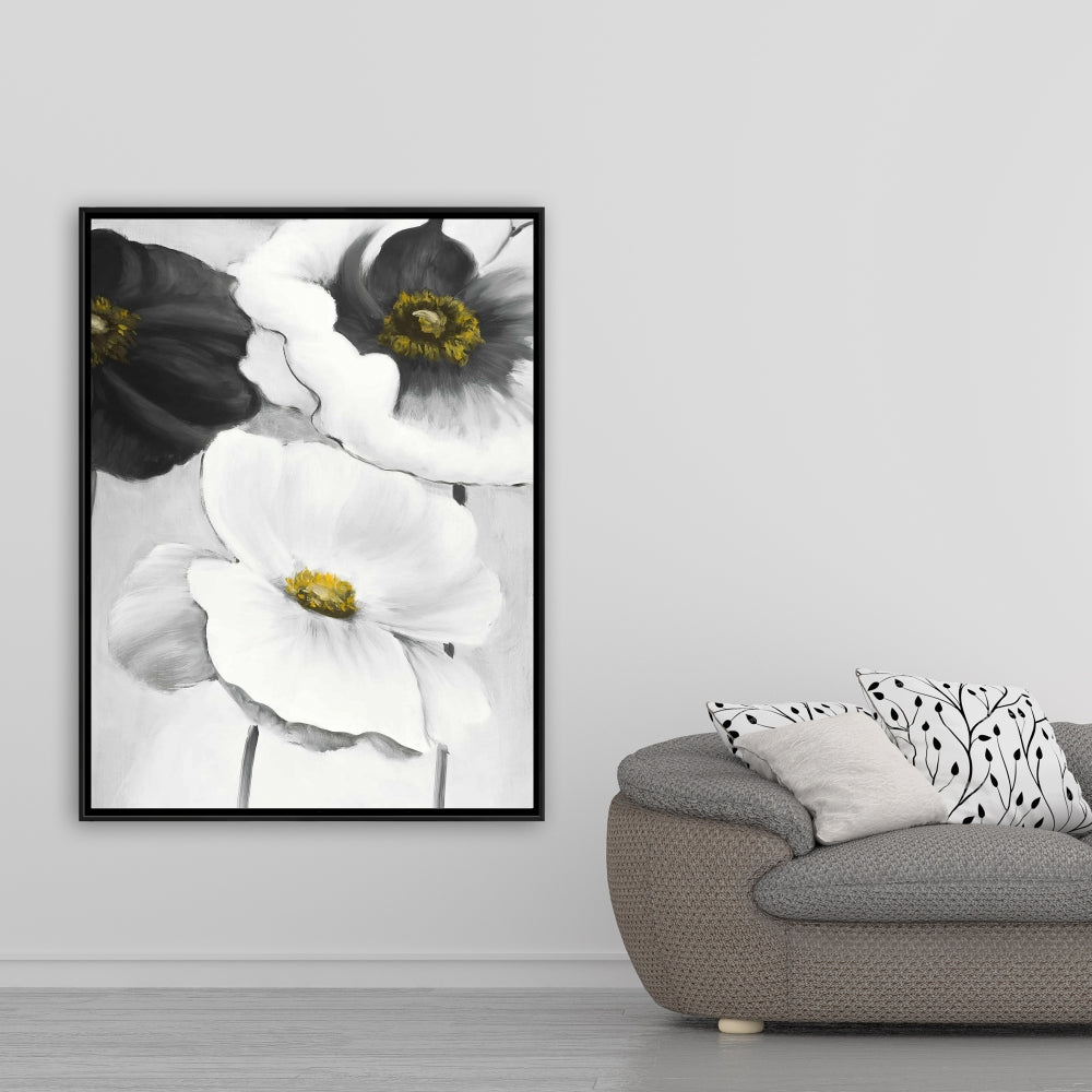 Fleurs blanches assorties | Toile encadrée florale contemporaine