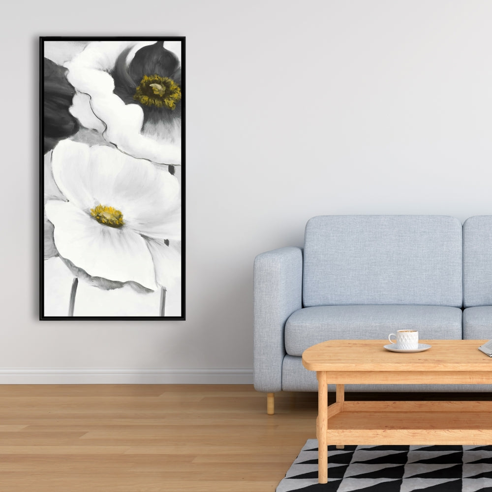 Fleurs blanches assorties | Toile encadrée florale contemporaine