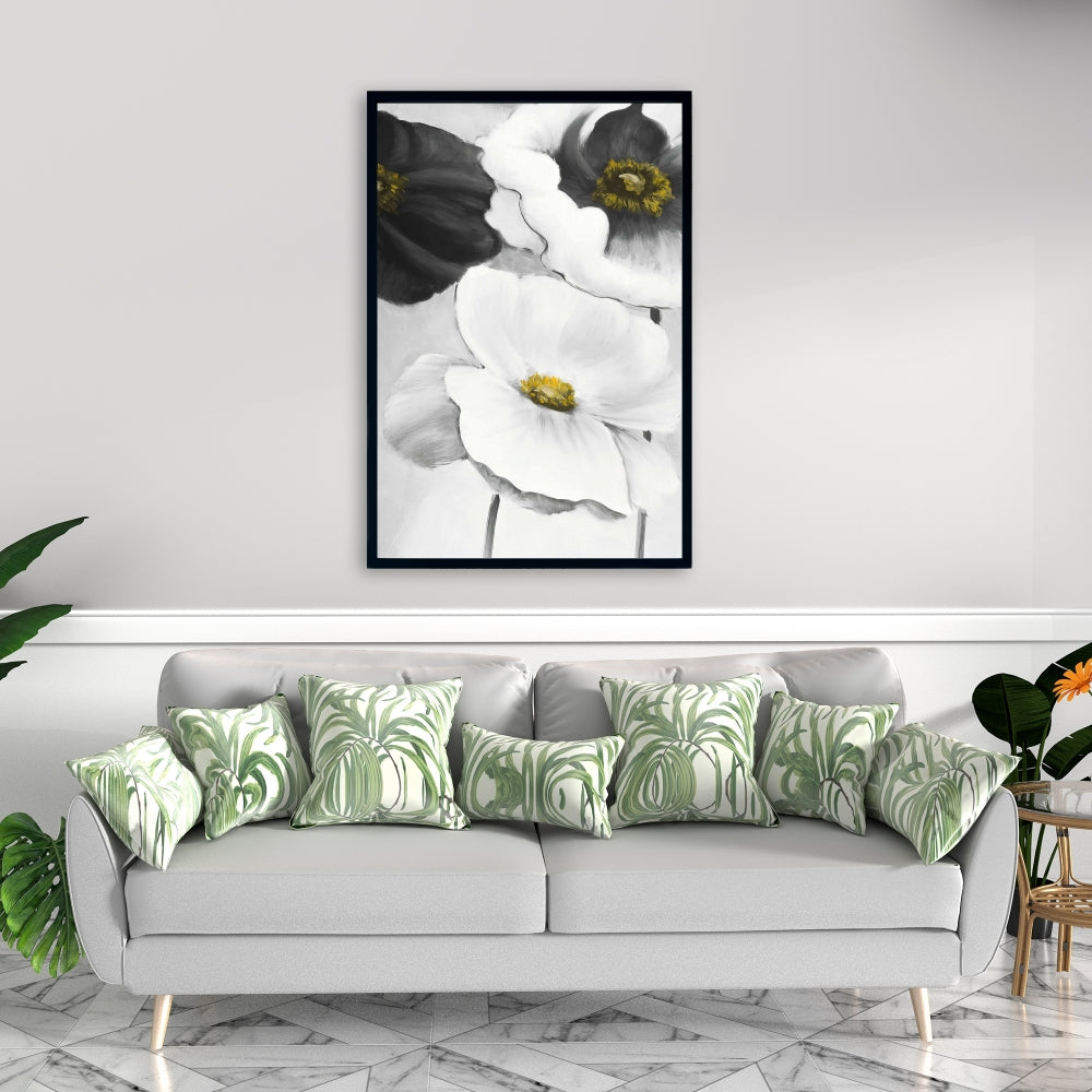 Fleurs blanches assorties | Toile encadrée florale contemporaine