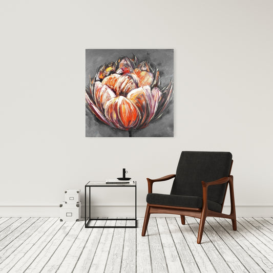 Red Floral Botanical Canvas - Double Abstract Orange Tulip