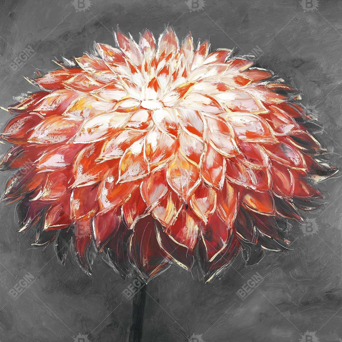 Botanical Gray Bedroom Canvas | Abstract Dahlia Flower Decor