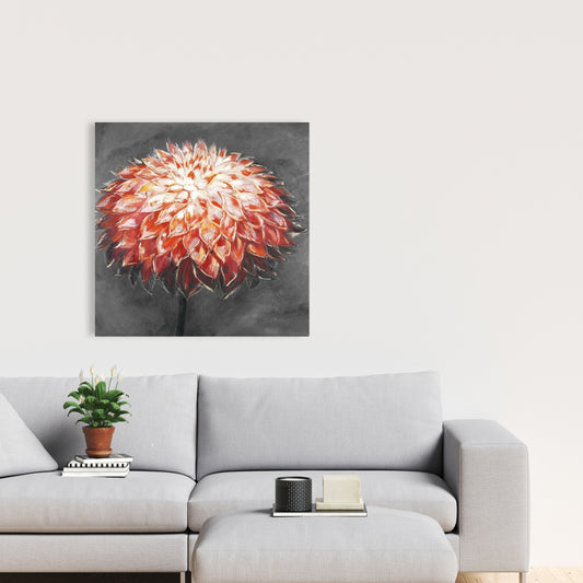 Gray Botanical Canvas - Abstract Dahlia Flower for Home Decor