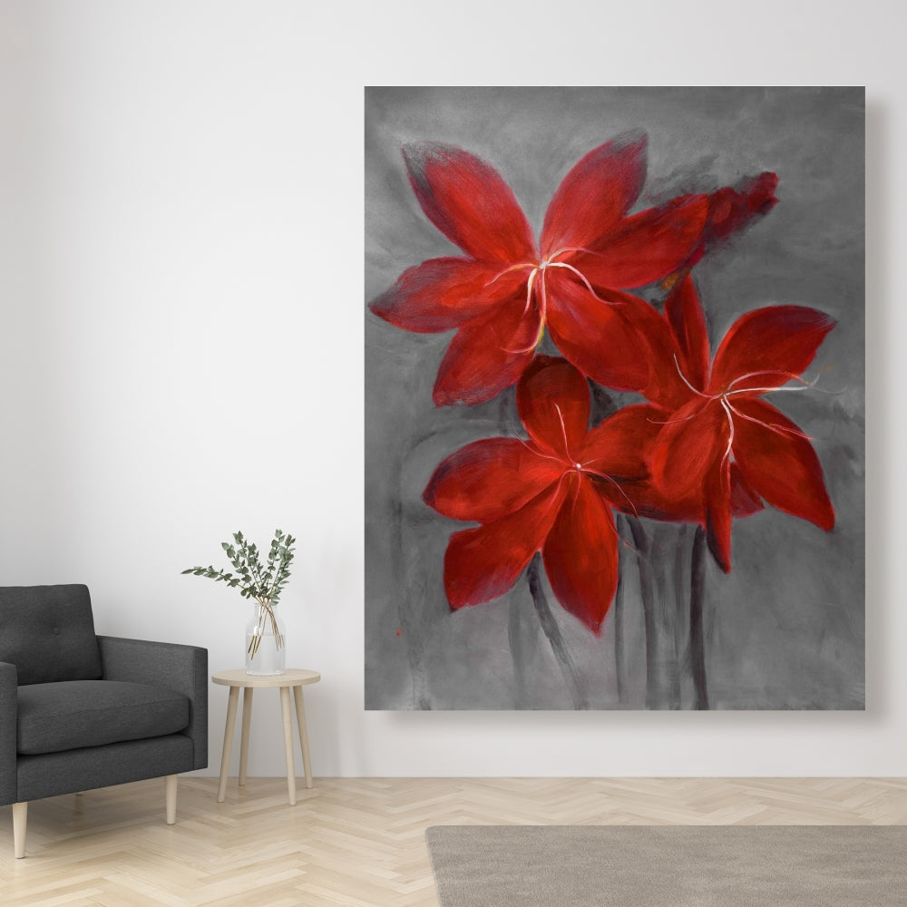 Asiatic Lily Canvas | Gray Botanical Art for Home Decor
