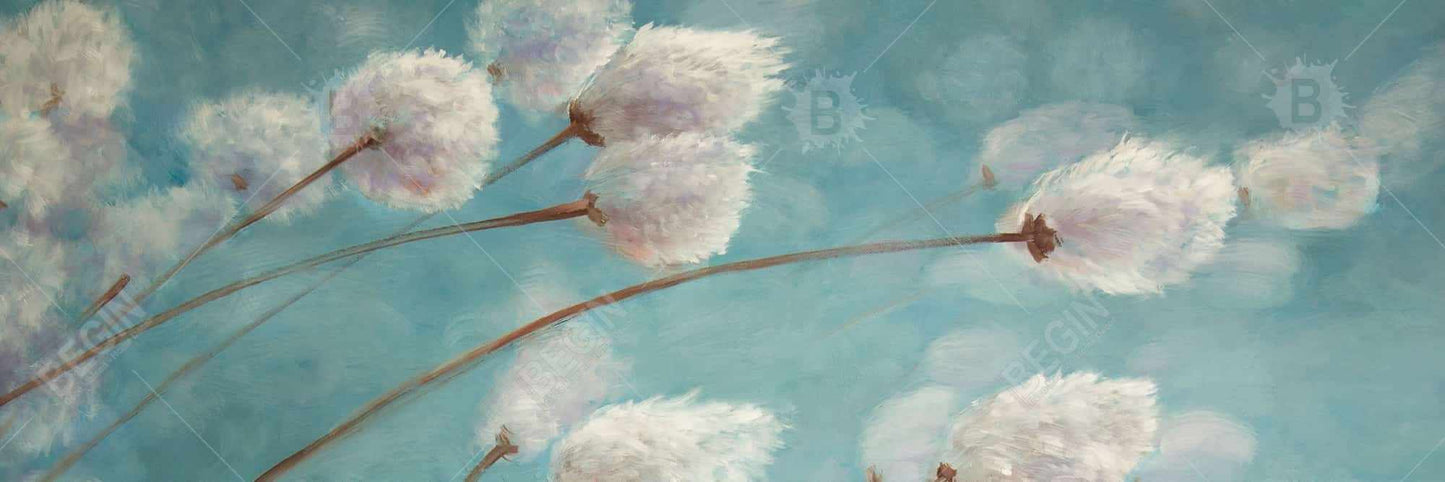 Bedroom Blue Romantic Canvas | Cotton Grass Plants in Wind