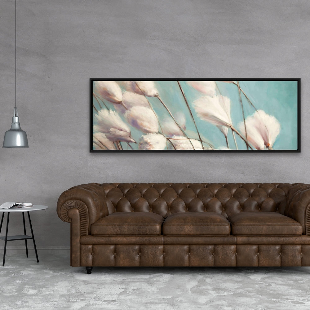Cotton Grass Flowers Framed Canvas | Floral Botanical Decor