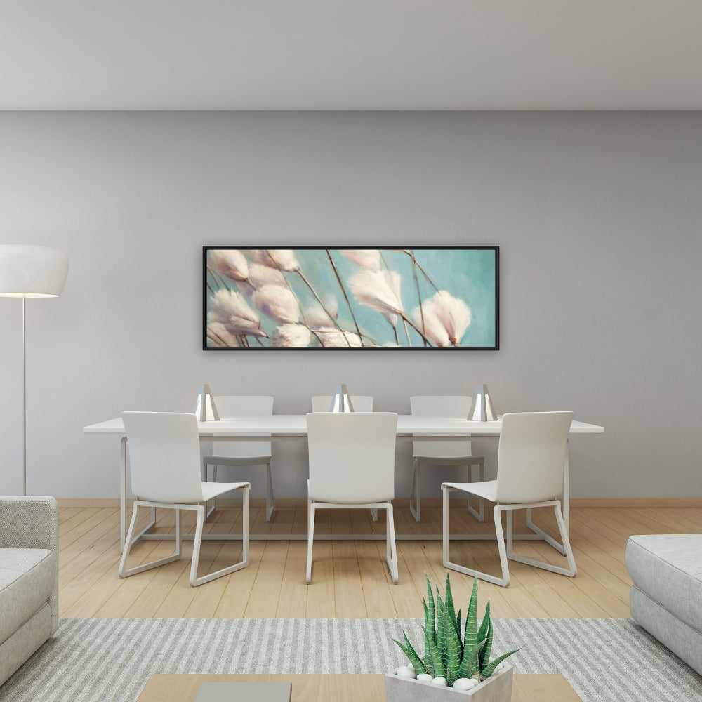 Cotton Grass Flowers Framed Canvas | Floral Botanical Decor