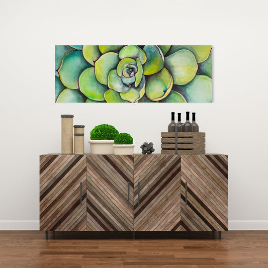 Floral & Botanical Green Cactus Canvas | Watercolor Succulent Decor