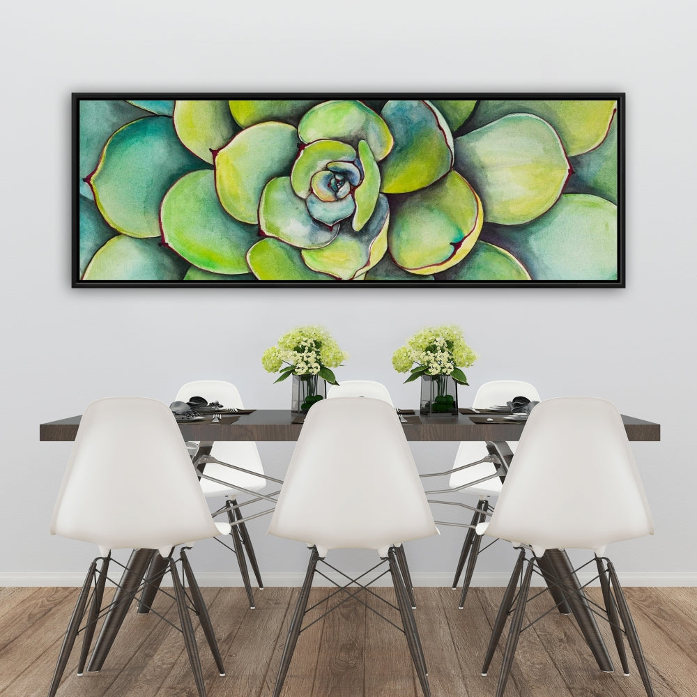 Aquarelle : Plante succulente | Cactus floral vert sur toile