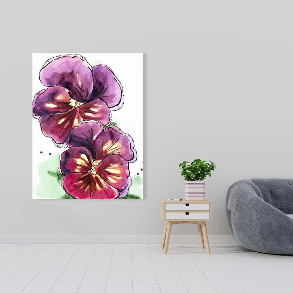 Bohemian Botanical Canvas | Two Blossoming Orchid Wall Art