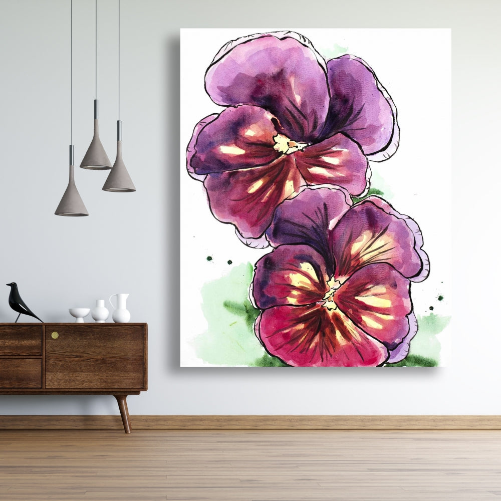Bohemian Botanical Canvas | Two Blossoming Orchid Wall Art