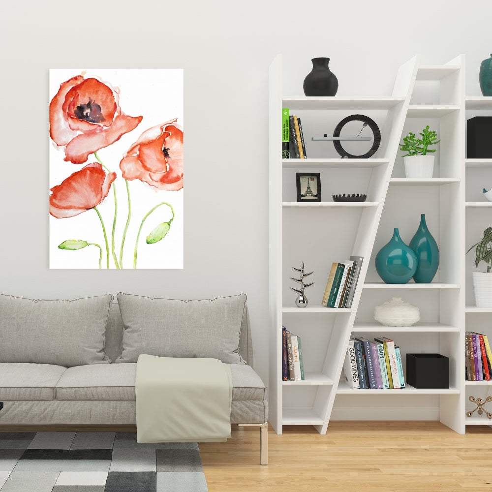 Watercolor Poppies Botanical Bedroom Canvas | Home Decor Art
