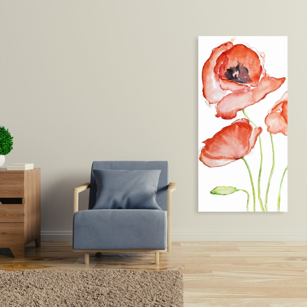 Watercolor Poppies Botanical Bedroom Canvas | Home Decor Art