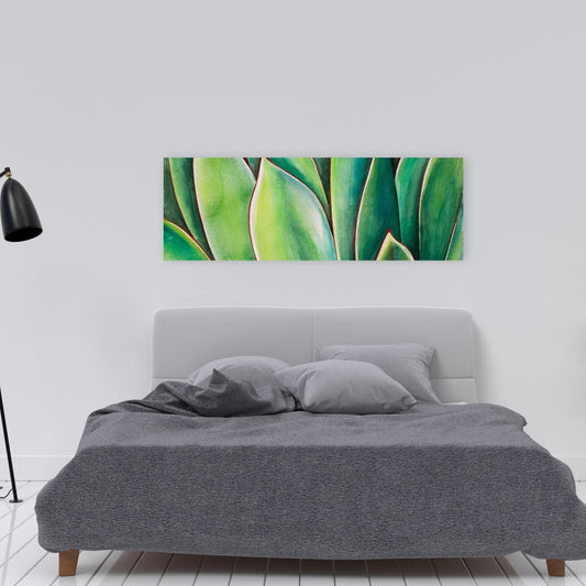 Watercolor Agave Plant Canvas | Exotic Botanical Bedroom Decor