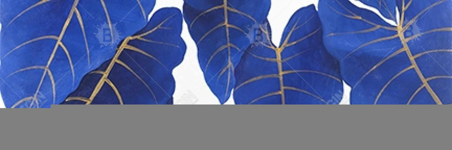 Tropical Abstract Blue Leaves | Botanical Canvas for Bedroom Decor