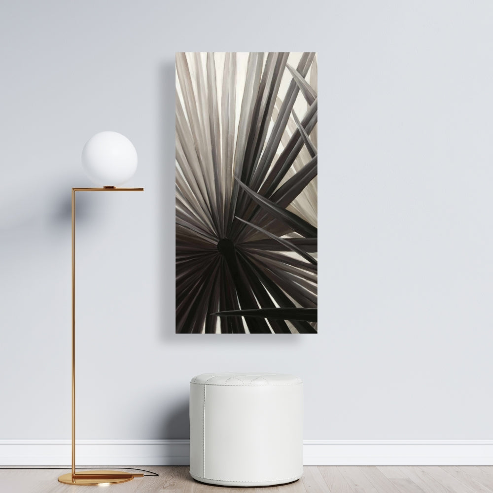 Grayscale Tropical Plants Canvas - Brown Bedroom Decor Art