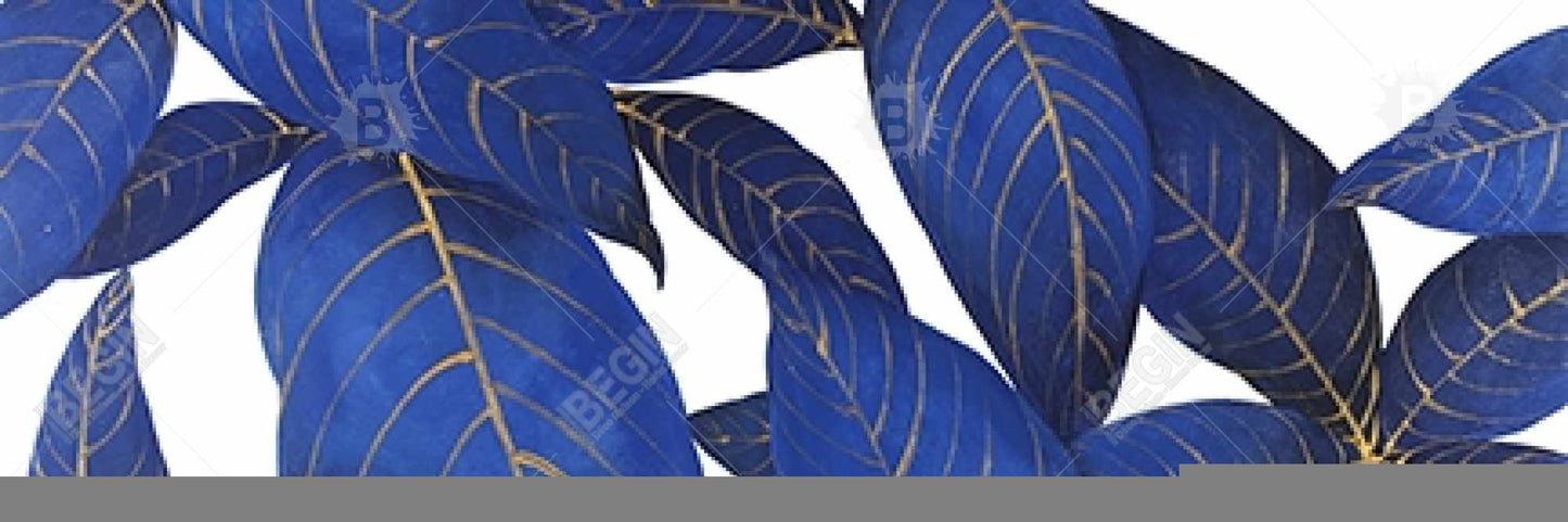 Abstract Modern Blue Leaves Canvas | Exotic Bedroom Decor