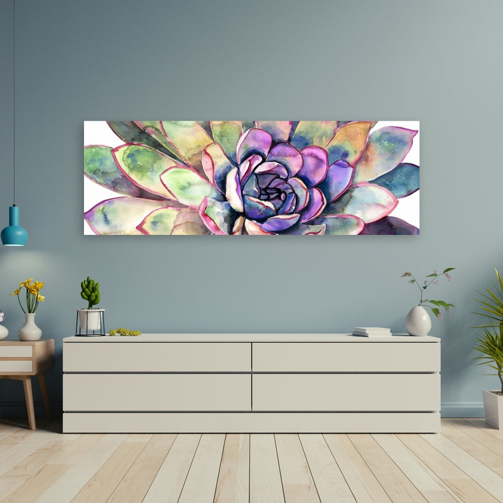 Multicolored Succulent Canvas | Exotic Botanical Bedroom Decor