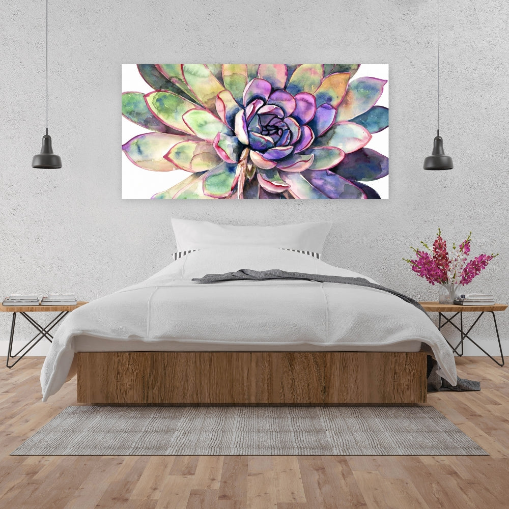 Multicolored Succulent Canvas | Exotic Botanical Bedroom Decor
