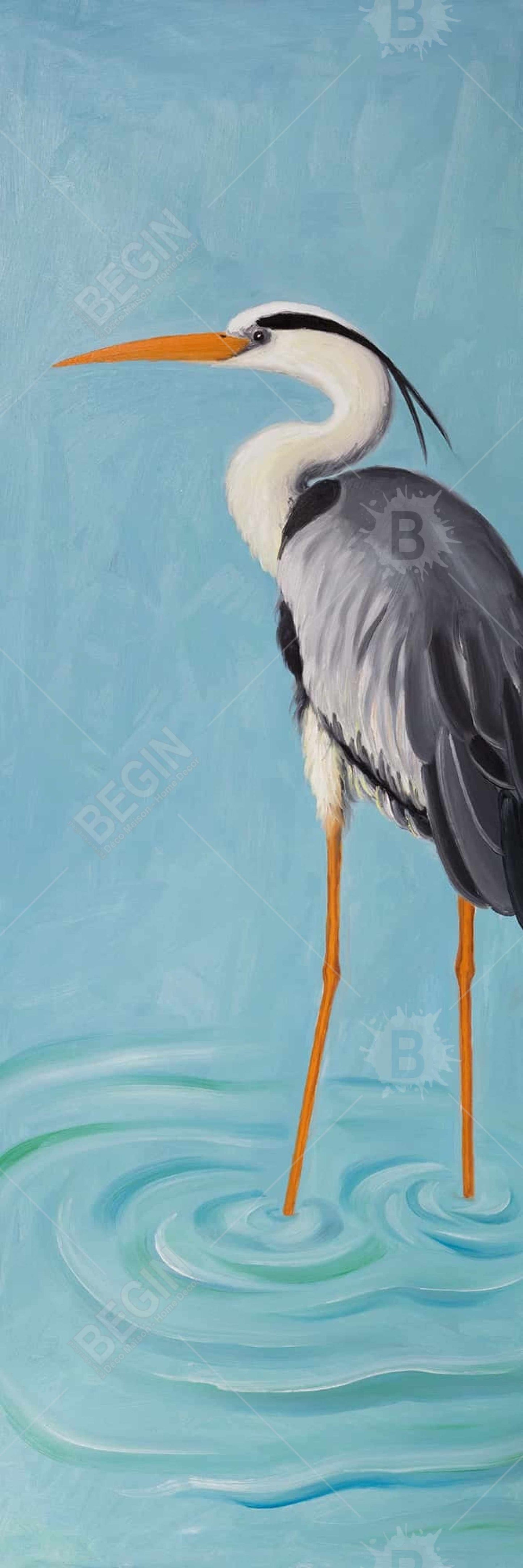 Grey Heron Marine Bedroom Framed Canvas | Home Decor Art