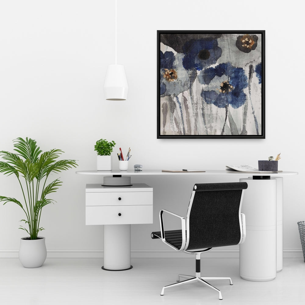 Blue Blurry Flowers Canvas | Floral Decor | Botanical Art