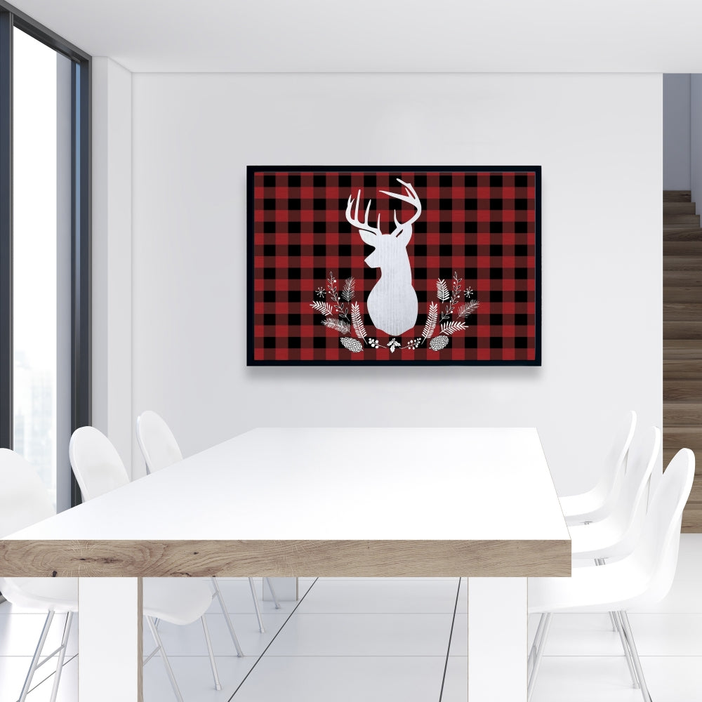 Décoration de cuisine encadrée à motif écossais de cerf rustique