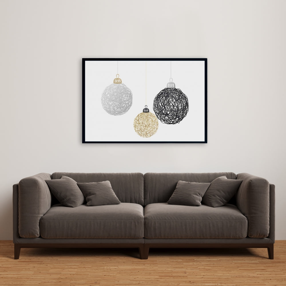 Décoration sur toile encadrée « Trois boules de Noël »