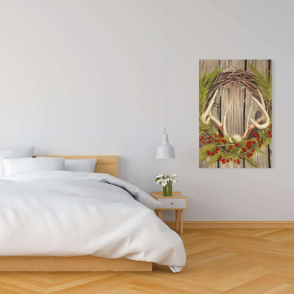 Rustic Botanical Canvas - Christmas Wreath with Panache Decor