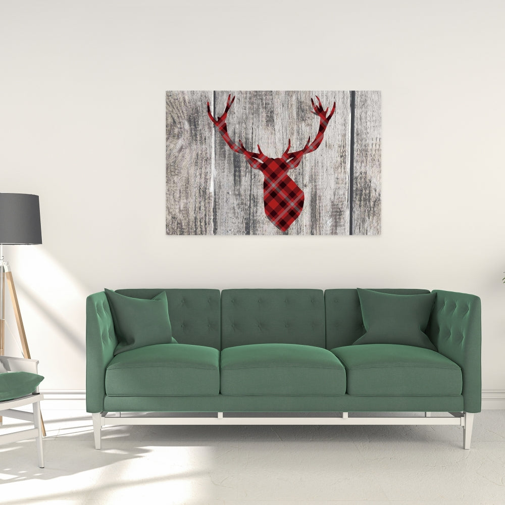 Wood and Deer Gray Canvas - Deer Bedroom Decor Wall Art