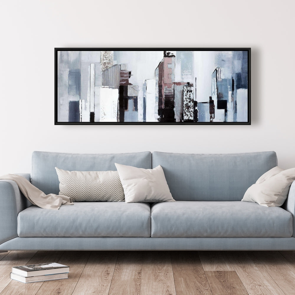 Toile encadrée aux formes abstraites – Décoration de chambre industrielle