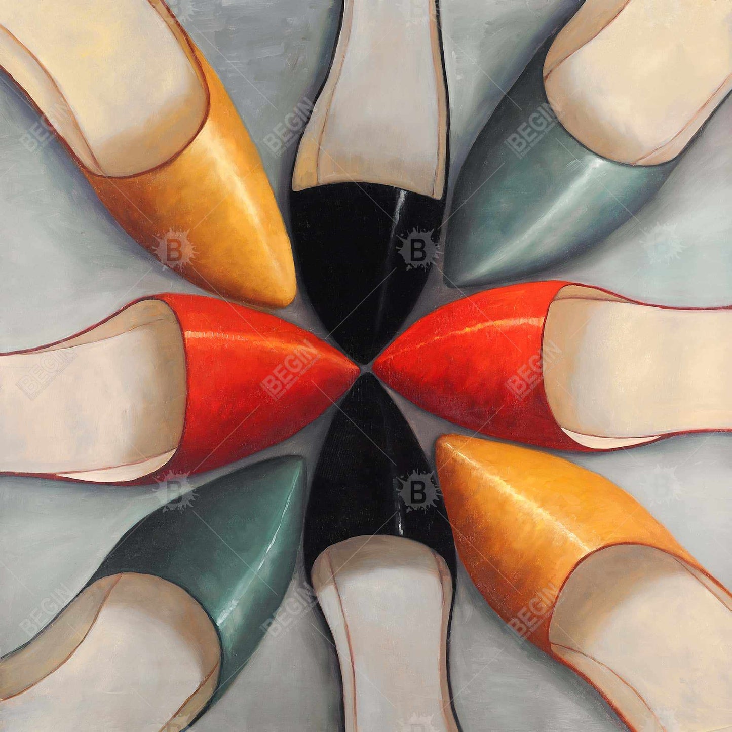 Women's Shoes Framed Canvas - Contemporary Bedroom Decor