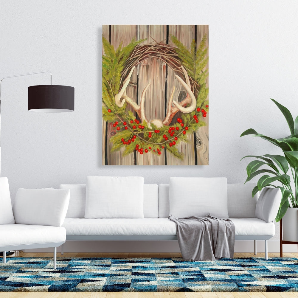 Rustic Botanical Canvas - Christmas Wreath with Panache Decor