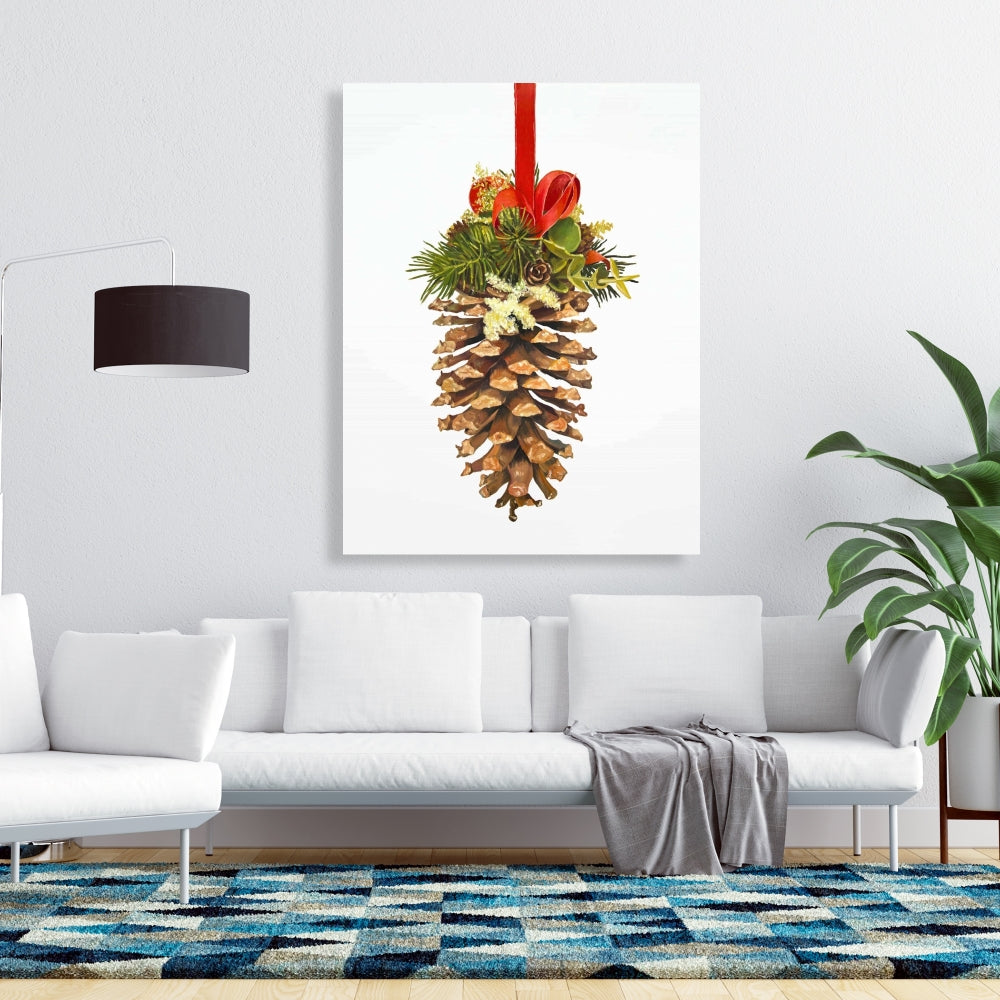 Rustic Holidays Trees Canvas - Christmas Pine Cone Decor