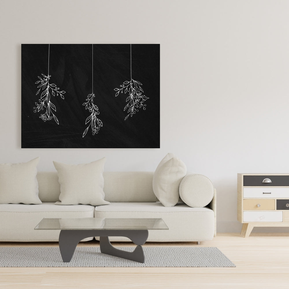 Mistletoe Bathroom White Canvas | Monochrome Wall Art Decor