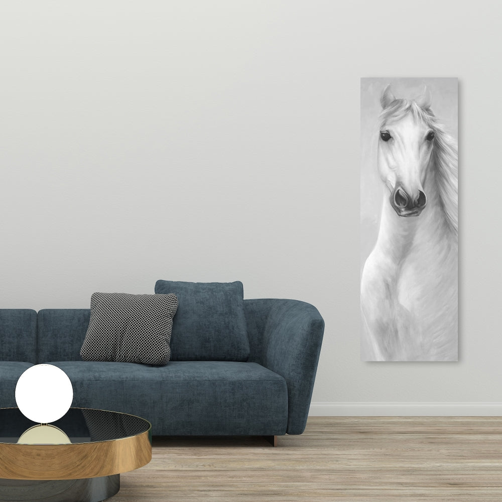 Gray Horse Canvas | Monochrome Bedroom Animal Wall Art