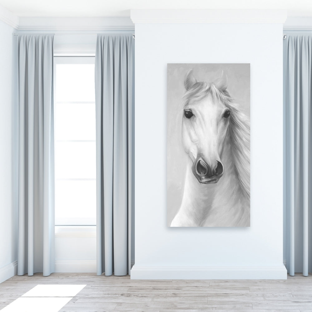 Gray Horse Canvas | Monochrome Bedroom Animal Wall Art