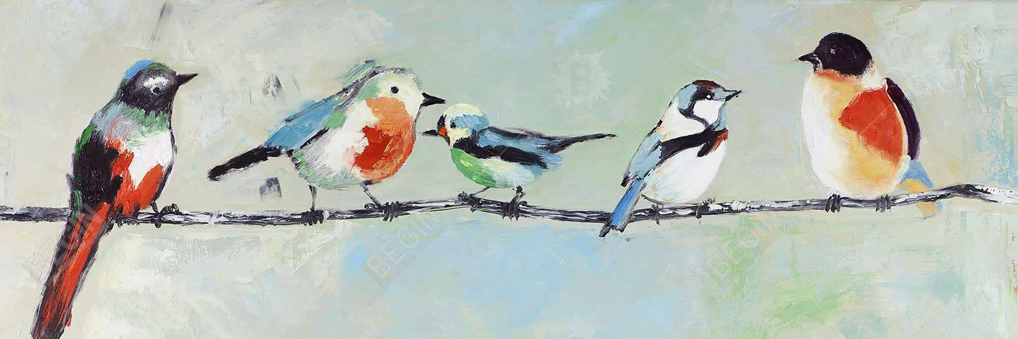 Small Abstract Colorful Birds | Framed Canvas Home Decor