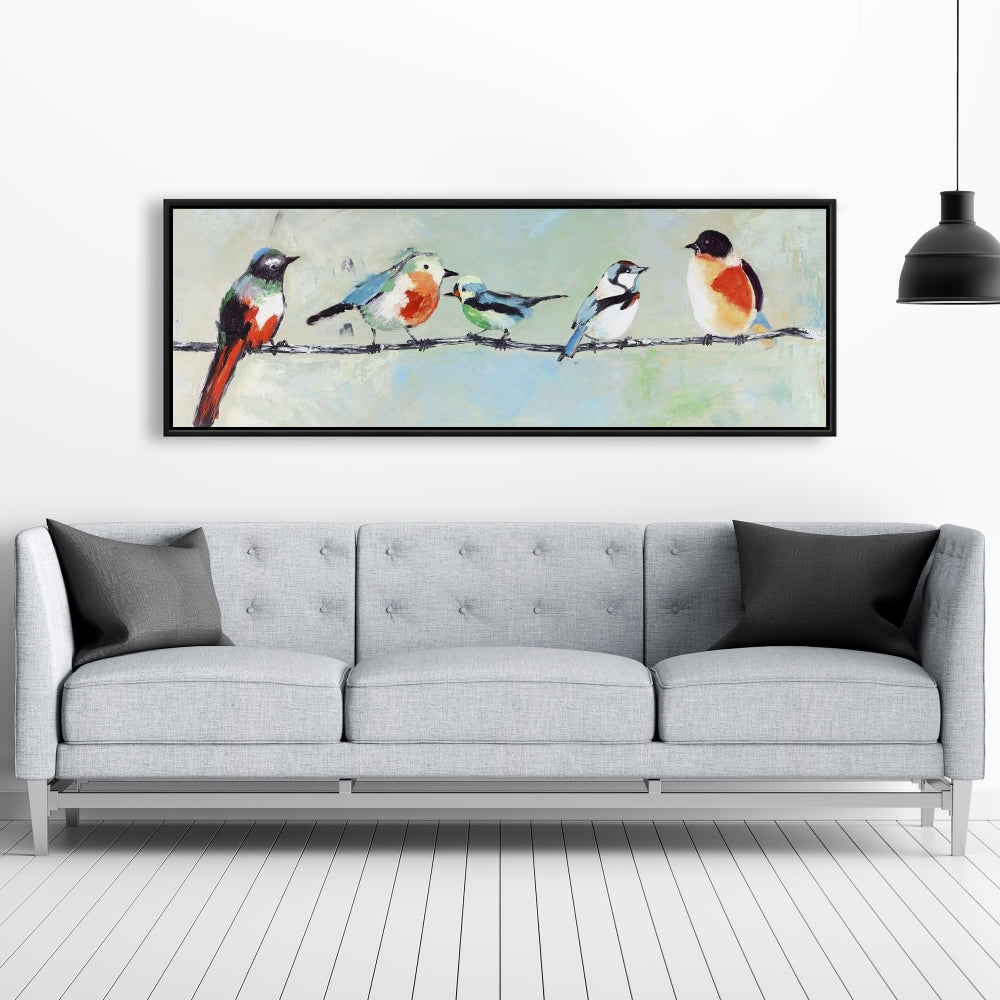 Small Abstract Colorful Birds | Framed Canvas Home Decor