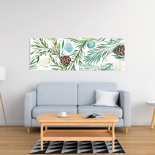 White Minimalist Pine Cone Pattern Canvas - Living Room Decor