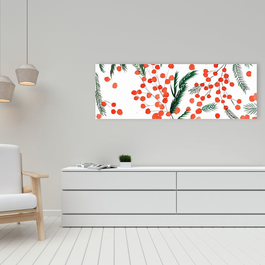 Mistletoe Leaf Minimalist Canvas | White Living Room Decor