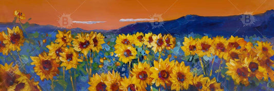 Tournesols à l'aube | Toile encadrée florale - Décoration d'intérieur