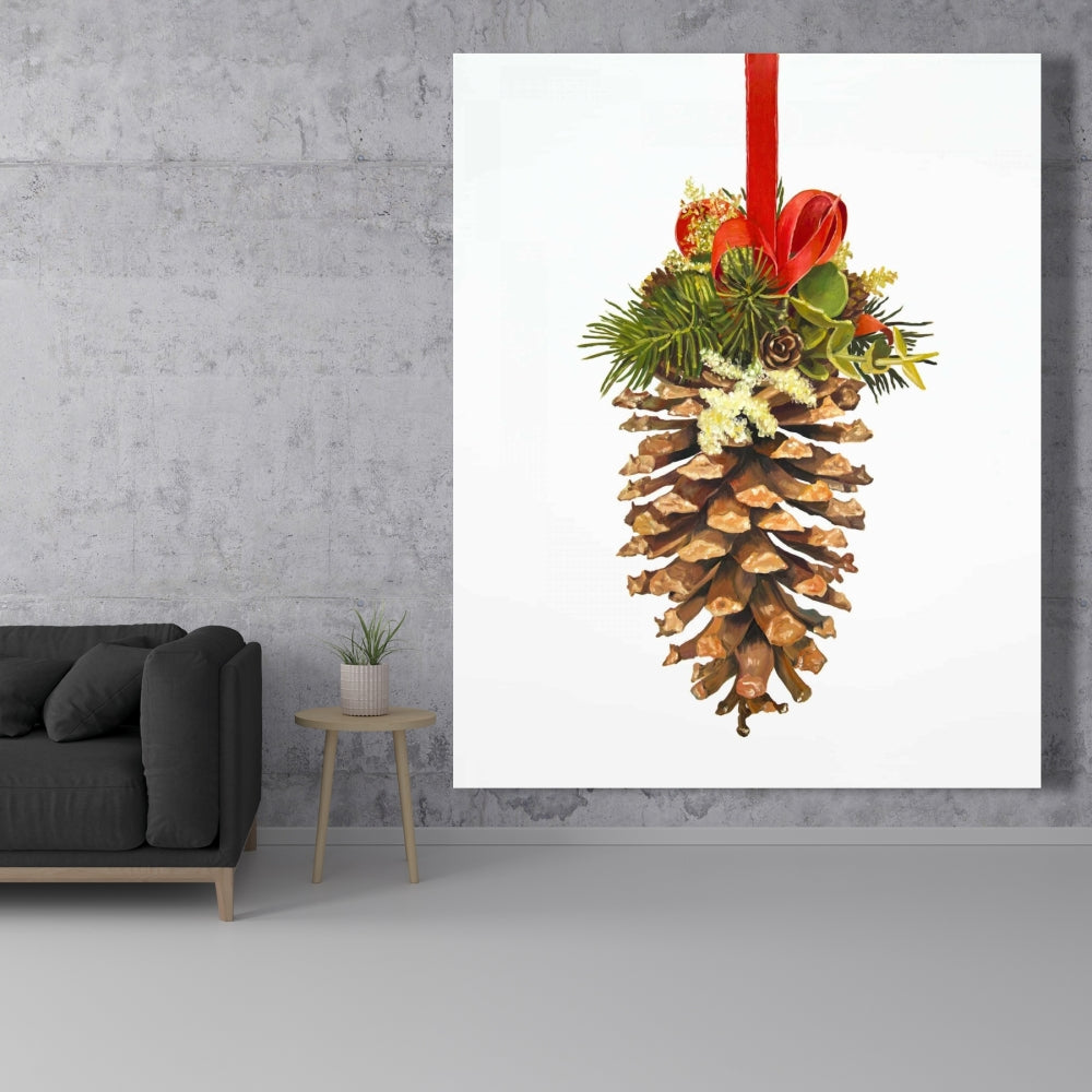 Rustic Holidays Trees Canvas - Christmas Pine Cone Decor