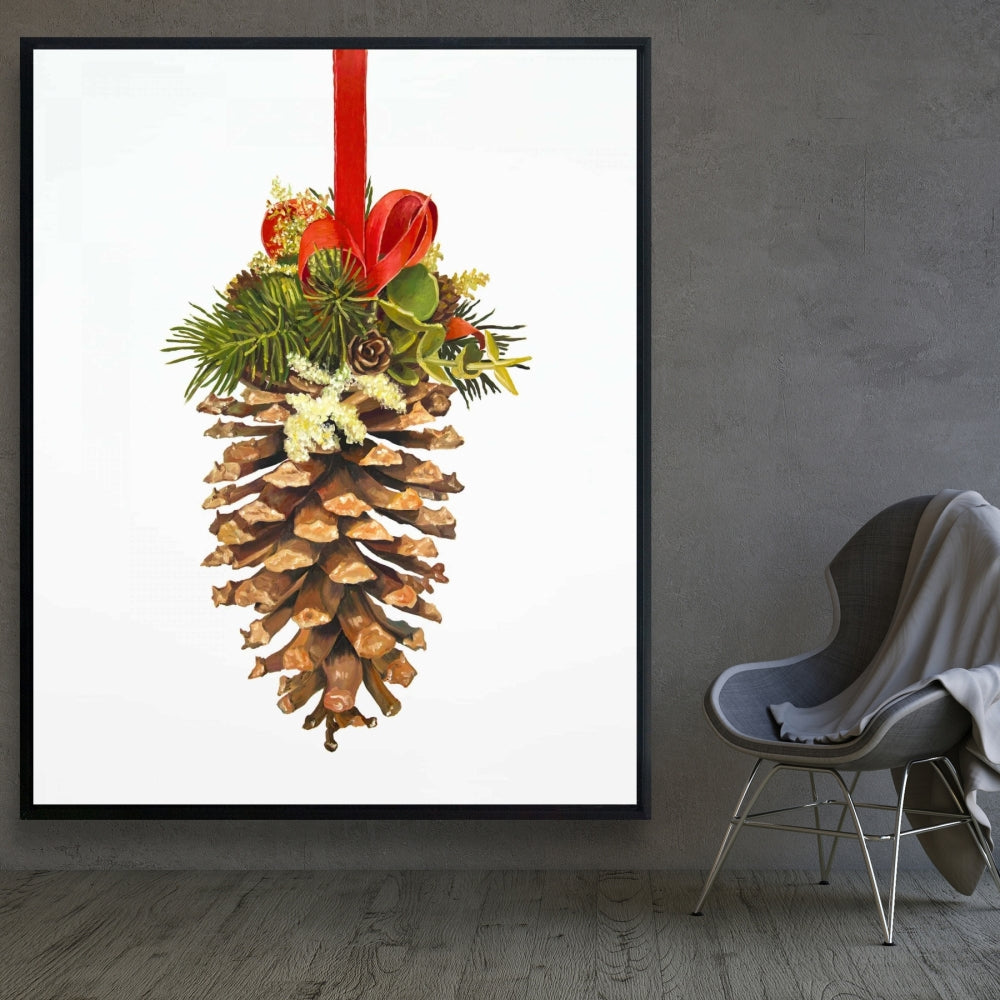 Rustic Christmas Pine Cone Canvas | Kitchen Trees Home Decor