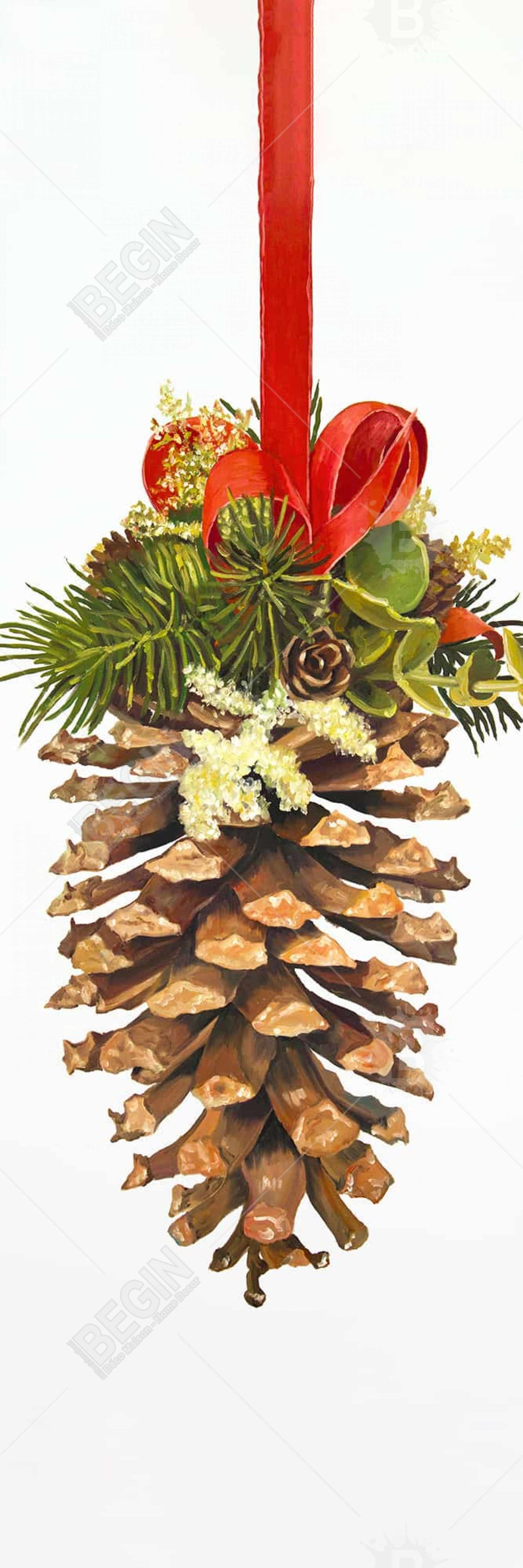 Rustic Holidays Trees Canvas - Christmas Pine Cone Decor