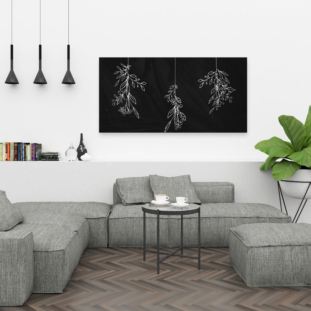 Mistletoe Bathroom White Canvas | Monochrome Wall Art Decor