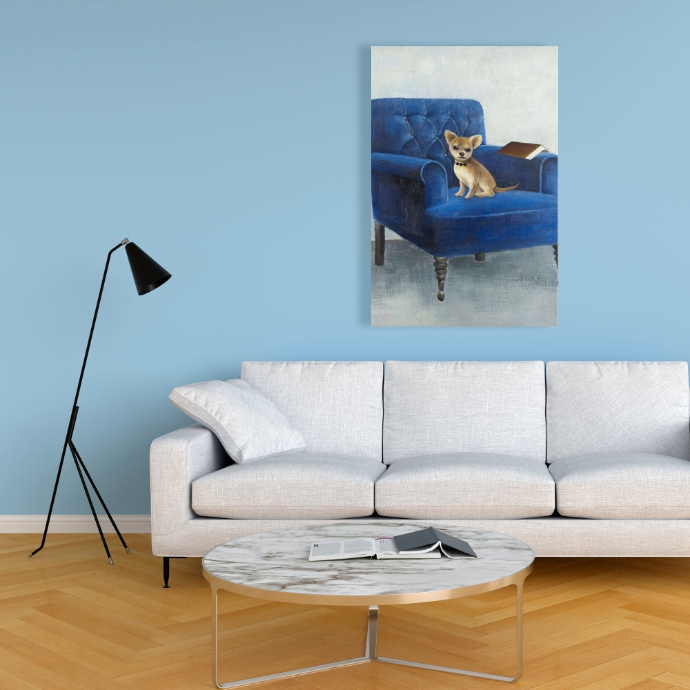 Blue Chihuahua on Armchair Canvas - Contemporary Home Decor