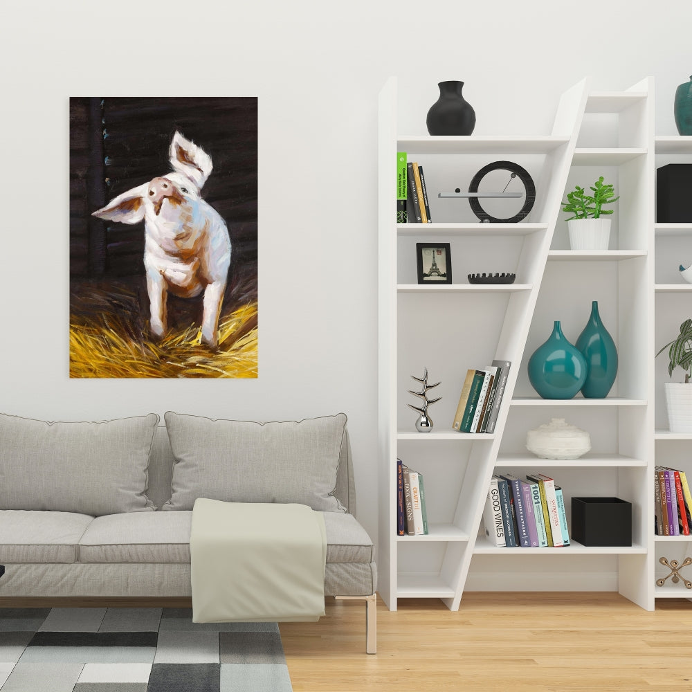Happy Pig Canvas | Contemporary Animal Bedroom Decor