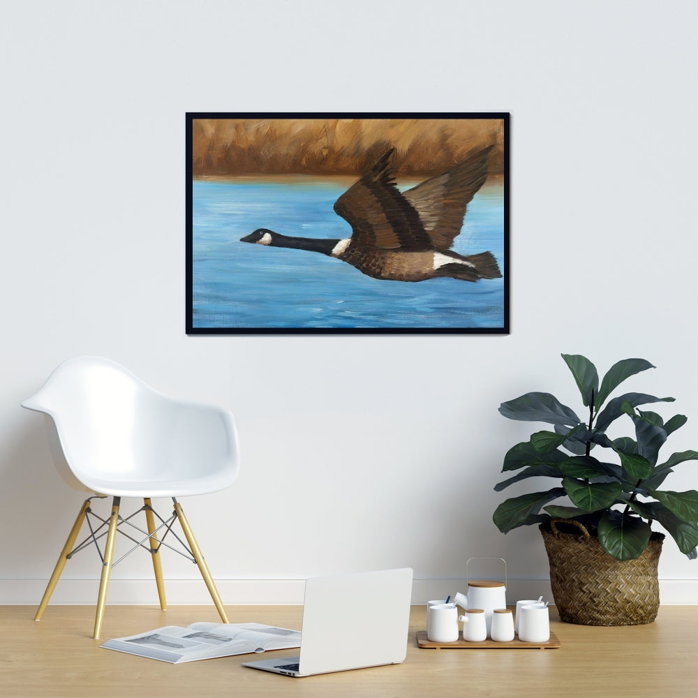 Rustic Canada Goose Canvas | Bedroom Bird Framed Wall Art