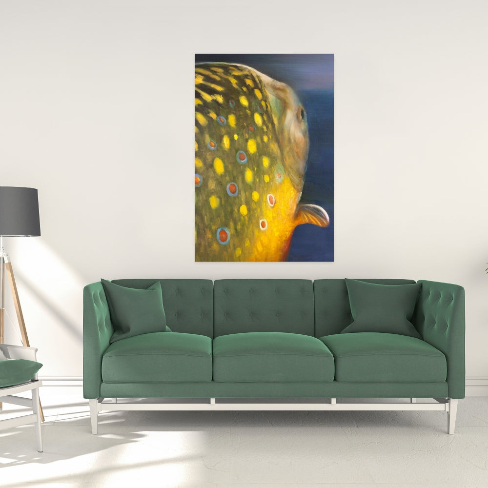 Golden Trout Fish Rustic Canvas | Blue Bedroom Wall Decor