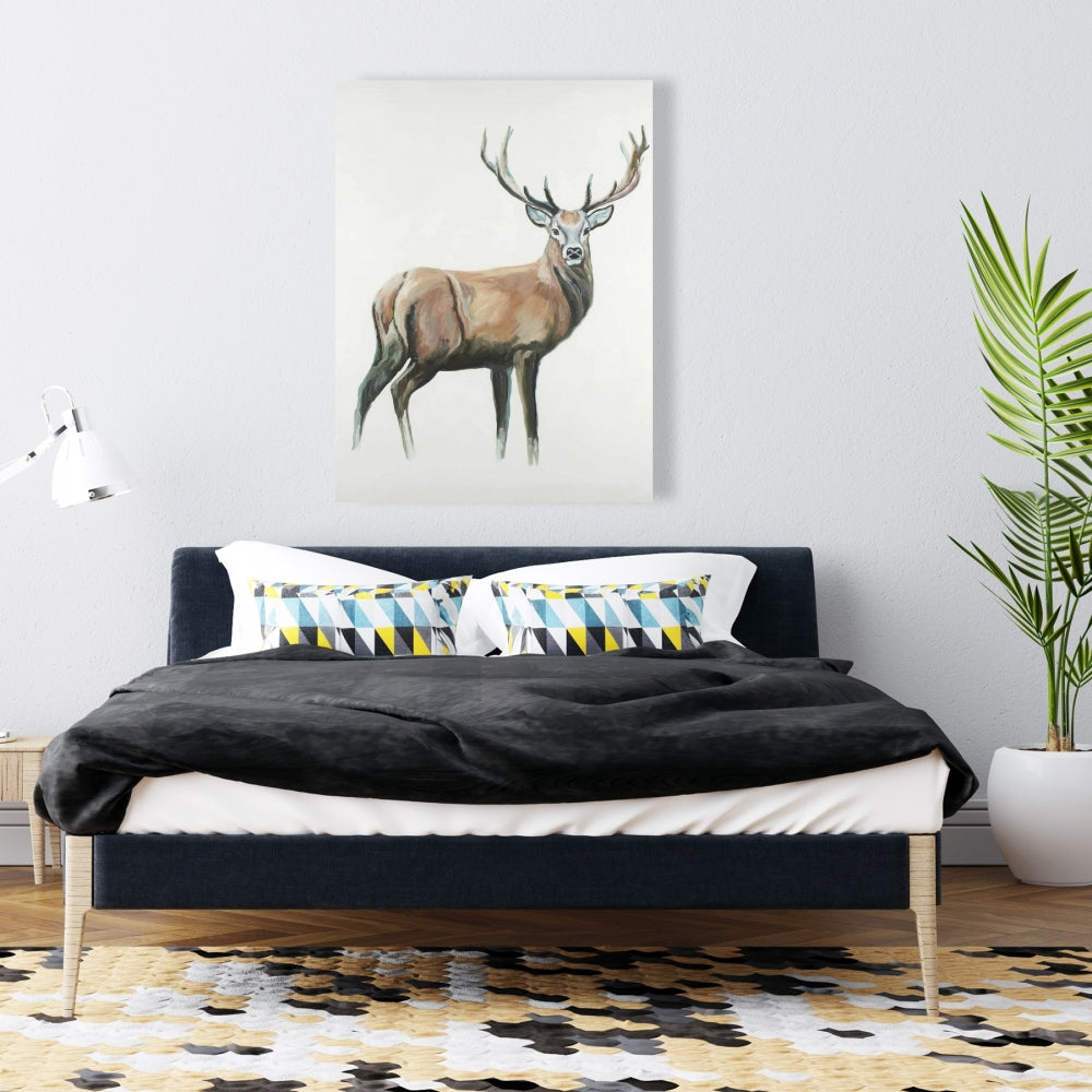 Rustic White Bedroom Canvas - Deer Art for Home Decor