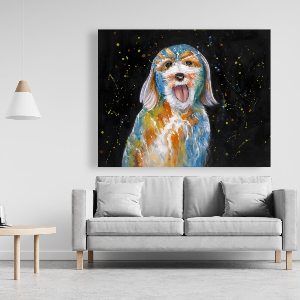 Blue Abstract Labradoodle Canvas | Living Room Decor Art
